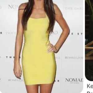 Worn once Kendall’s bright yellow Alexander Wang knit mini Bodycon dress M